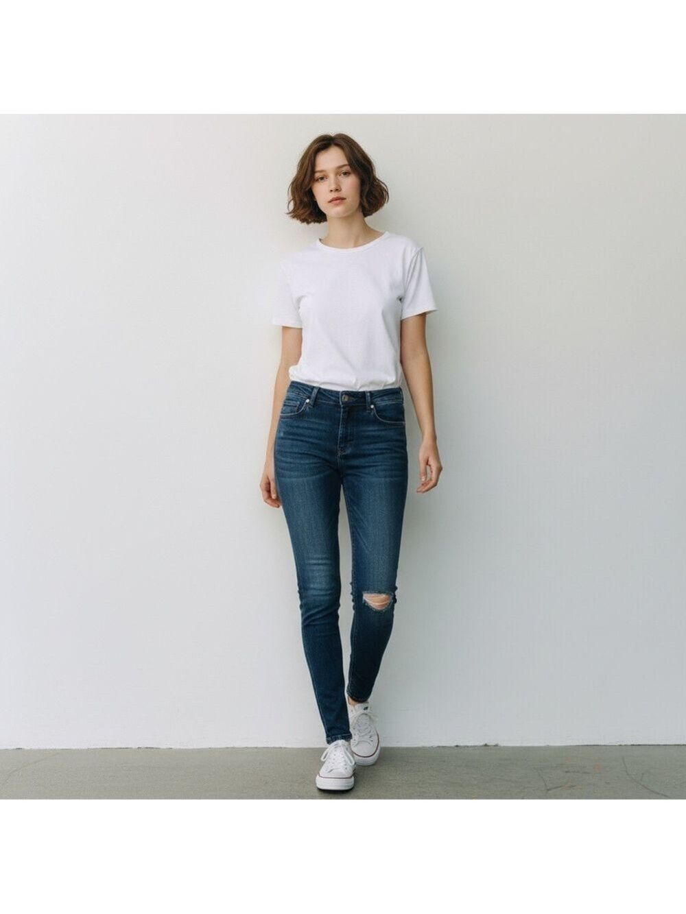 Just Black Low Rise Distressed Dark Wash Skinny Jeans